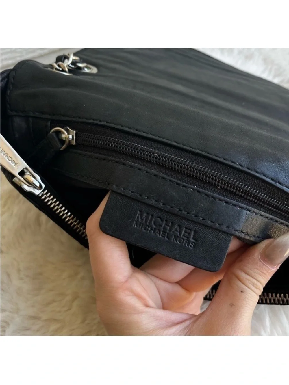 MICHAEL KORS Black Flap Cheyenne Jet Set Astor Crossbody Chain Shoulder Bag